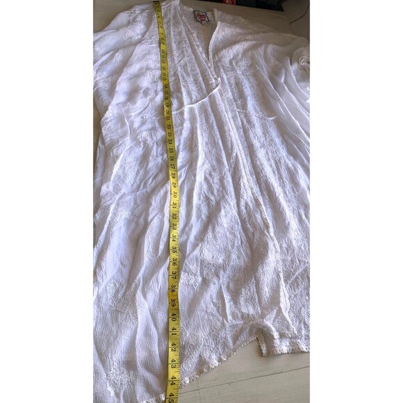 Johnny Was Women's One Size White Lace Embroidered Open Front Kimono - Picture 10 of 15